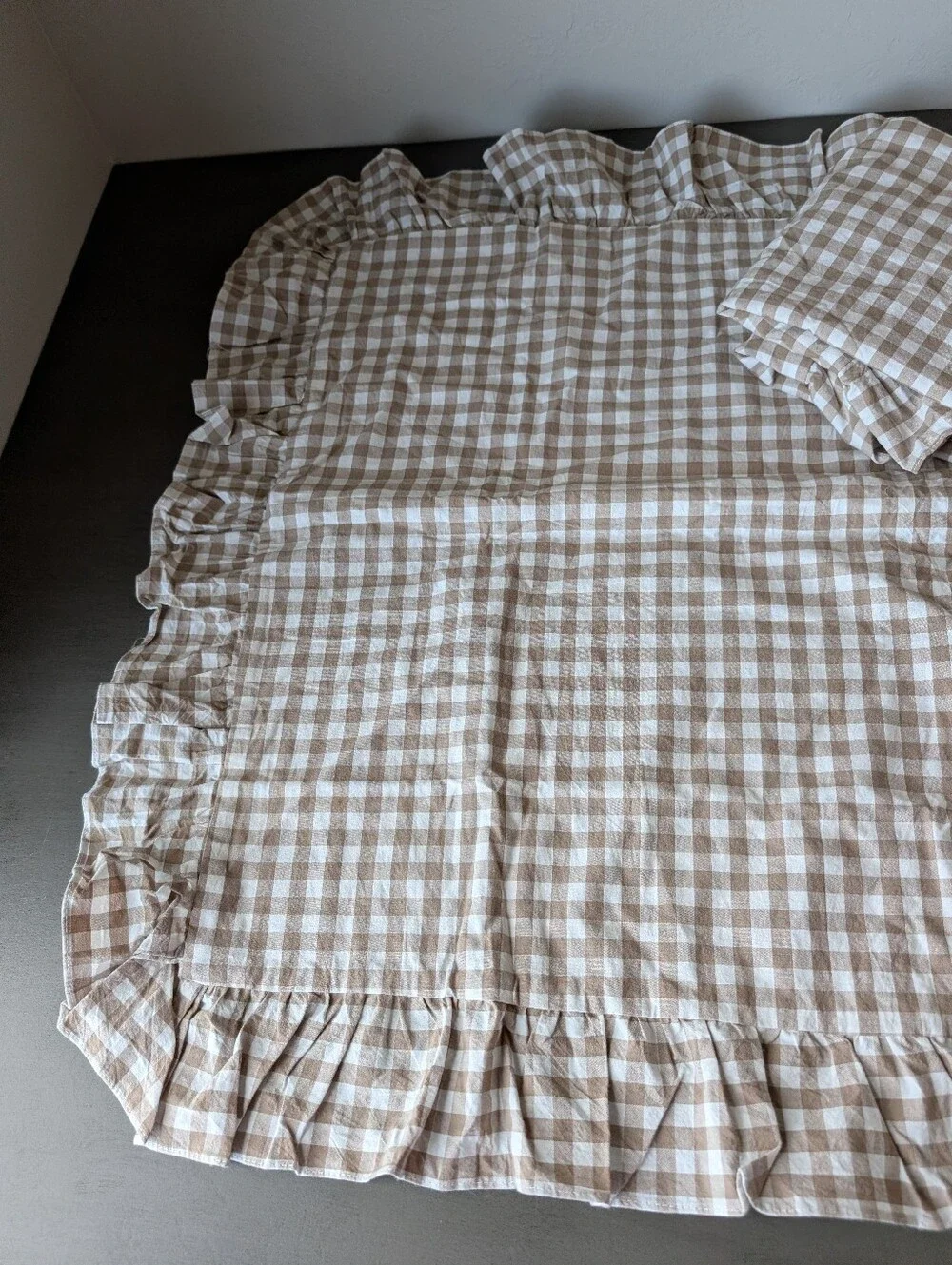 2 Silnuo Gingham Brown Cream Cotton Pillowcases Size 24